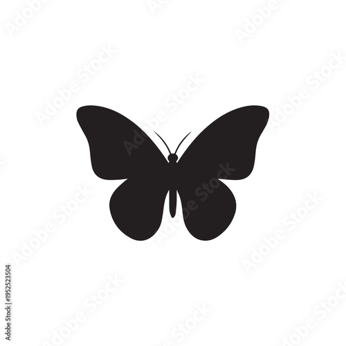 Minimal Butterfly Icon, Elegant Insect Silhouette Vector
