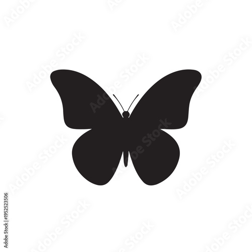 Minimal Butterfly Icon, Elegant Insect Silhouette Vector