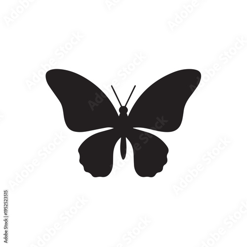 Minimal Butterfly Icon, Elegant Insect Silhouette Vector