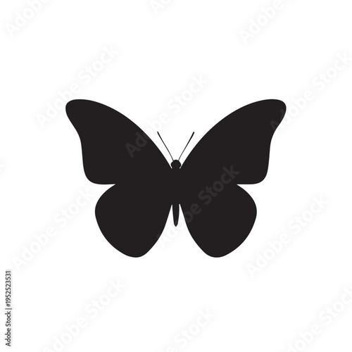 Minimal Butterfly Icon, Elegant Insect Silhouette Vector