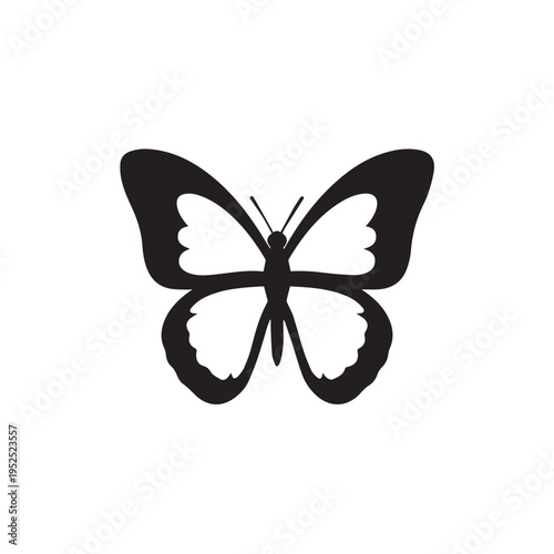 Minimal Butterfly Icon, Elegant Insect Silhouette Vector