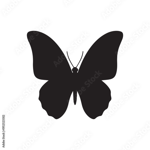 Minimal Butterfly Icon, Elegant Insect Silhouette Vector