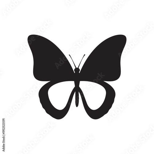 Minimal Butterfly Icon, Elegant Insect Silhouette Vector