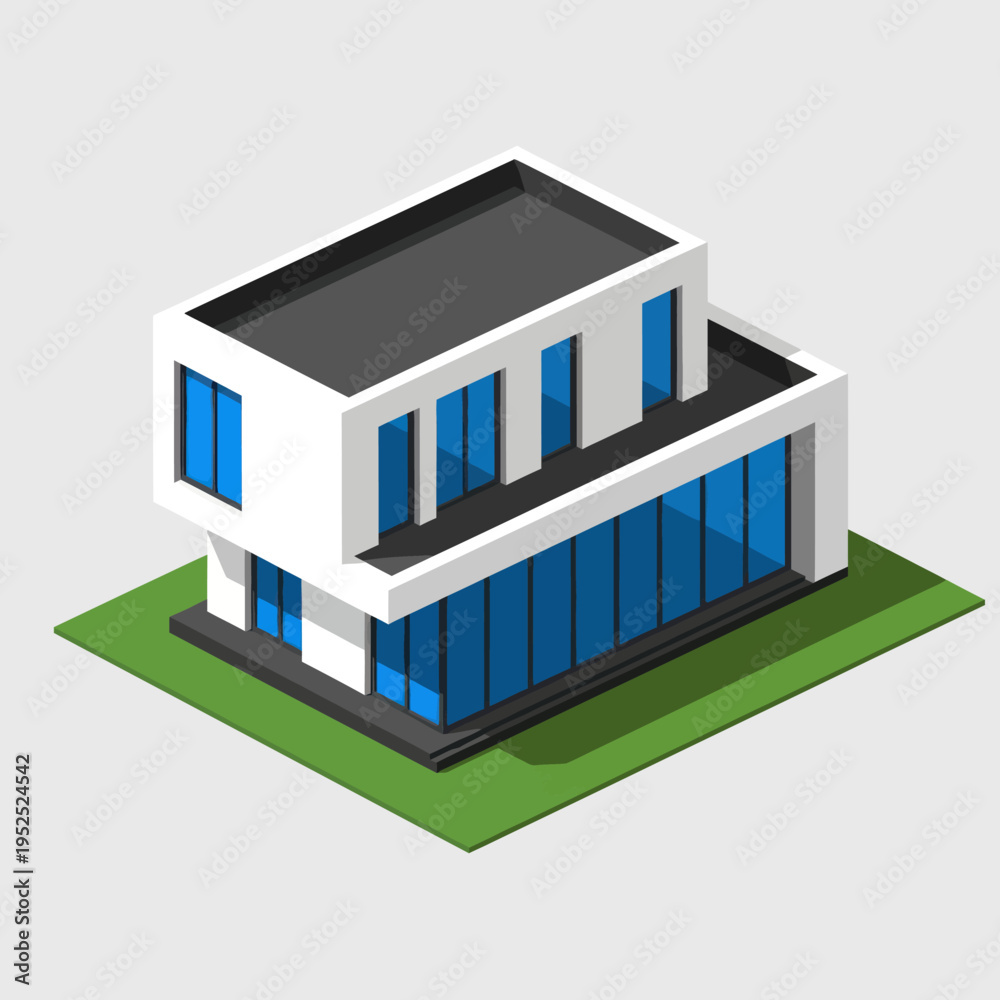 Φωτογραφία Modern White Two Story House Illustration.