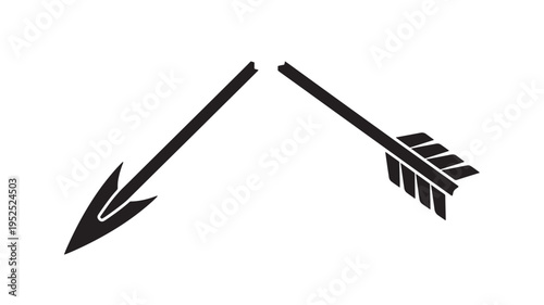 Arrows black icons with sharp points and fletching, symbolizing direction or conflict on a white background.
