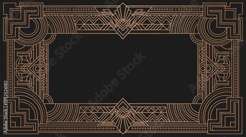 Elegant Art Deco Frame with Geometric Patterns and Metallic Accents.