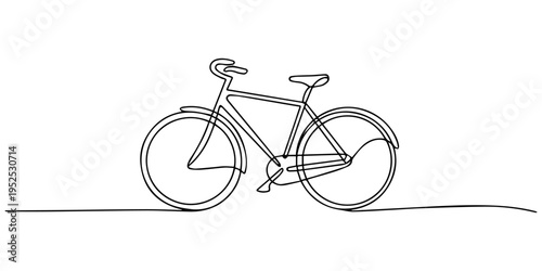 bicycle continuous one line drawing, Bike vector illustration in one continuous editable line drawing style, Continuous one line drawing of bike or bicycle vector minimalism design. one line Icon draw