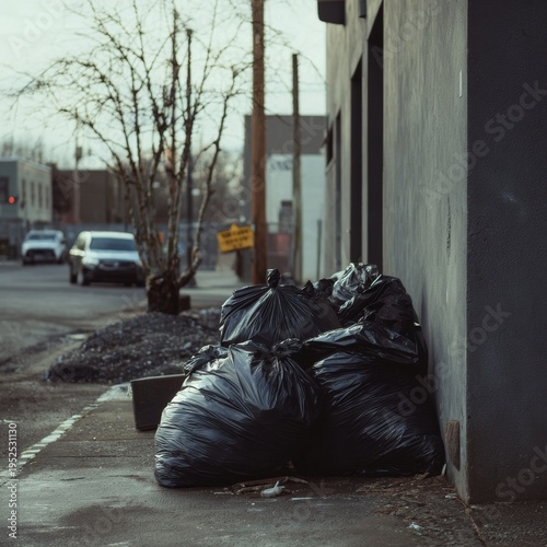 garbage bags in the street
