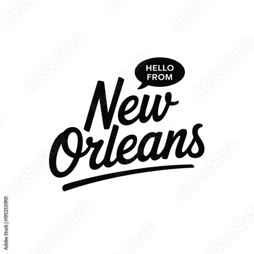 Cuadro en lienzo A black and white graphic displaying new orleans with a speech bubble