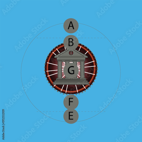 Ancient greek temple surrounded by celestial bodies in a cosmic setting