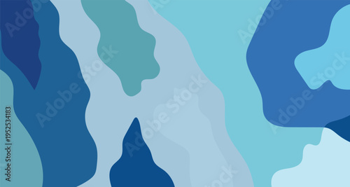 Abstract blue background vector with bubbles featuring a stylized silhouette of a woman's profile and floral art elements