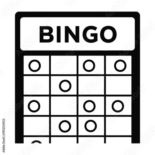 A classic black and white game card featuring a neatly organized grid of numbered circles for an engaging and nostalgic bingo experience in a minimalist design style
