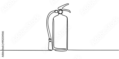 fire extinguisher continuous one line drawing, Continuous line hand drawn vector illustration of fire extinguisher isolated on transparent background. edit stroke, Continuous line art or One Line Draw