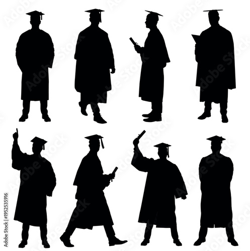 Eductated man with PhD degree Vector Silhouette – Graduate Scholar Illustration for Academic, Education, and Graduation Design