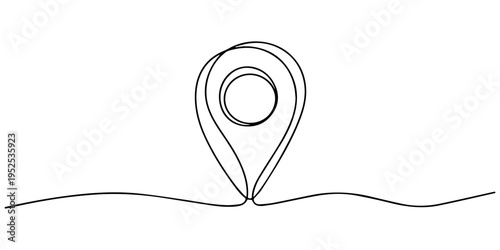 location continuous one line drawing, Location icon continuous one line drawing outline isolated on transparent background, Continuous one line drawing of location icon concept. Continuous line draw