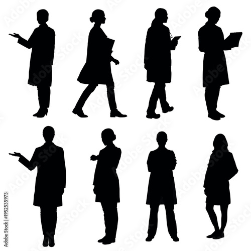Lady doctor silhoutte Vector Illustration – Female Physician Medical Professional Silhouette for Healthcare, Clinic, and Medical Design