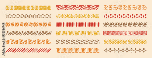 African tribal ethnic motive border doodle hand drawn style from geometrical shapes. boho scandinavian srtoke, traditional native decor.