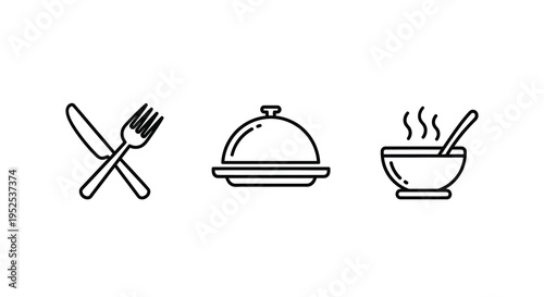 Minimalist line art of dining elements a stylized silhouette