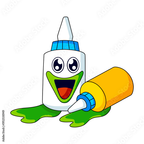 A flat style illustration showing glue spill
