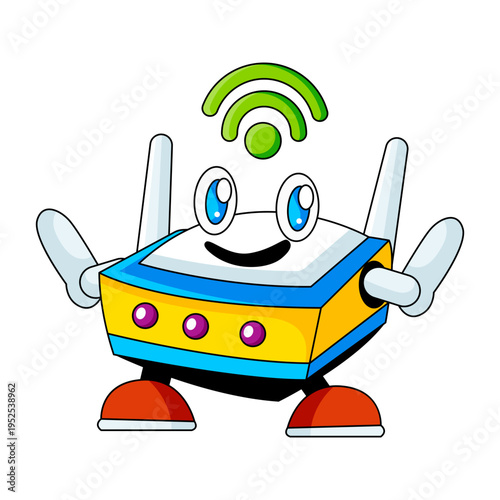A flat style illustration showing modem

