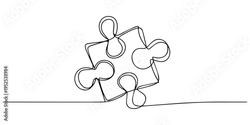 Obraz na płótnie puzzle continuous one line drawing, Puzzle in one continuous line drawing