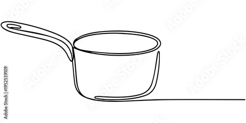 Cuadro en lienzo saucepan continuous one line drawing, Cooking Pot Continuous One Line Drawing Ve