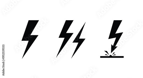 Three bold lightning bolt designs with a striking impact silhouette