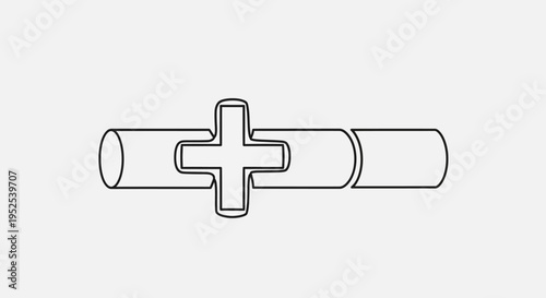 Cylindrical pipe connector with cross.