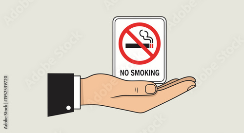 Hand holding no smoking sign board.