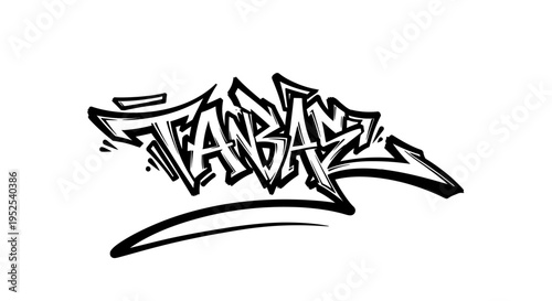 Graffiti Art Word Tabas, Urban Style, Black and White, Street Art