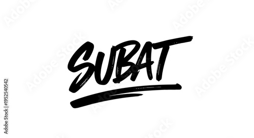 Subat Text Logo, Brush Stroke Style, Hand Drawn Typography, Modern Design
