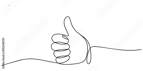 thumbs up continuous one line drawing, Thumbs up icon continuous single line drawing vector illustration, Satisfaction customer concept. one line Art icon drawing, Continuous line art illustration