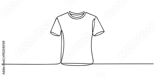 T shirt icon continuous one line drawing minimalist style isolated outline art, T-shirt continuous one line drawing, Jacket in continuous line art drawing style T shirt line art vector illustration