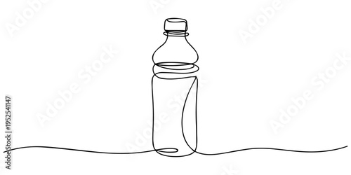 water bottle continuous line drawing, Continuous one line drawing of water drink bottle. Sports water bottle single line vector illustration Continuous line drawing of a plastic water bottle filled