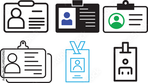 Identity ID Badges: A diverse collection of identity ID badges showcasing design variation, security, and employee access.