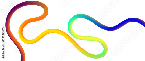 Modern Colorful Wave Ribbon Lines, Smooth Flowing Curved Line Design, Abstract Gradient Background.
