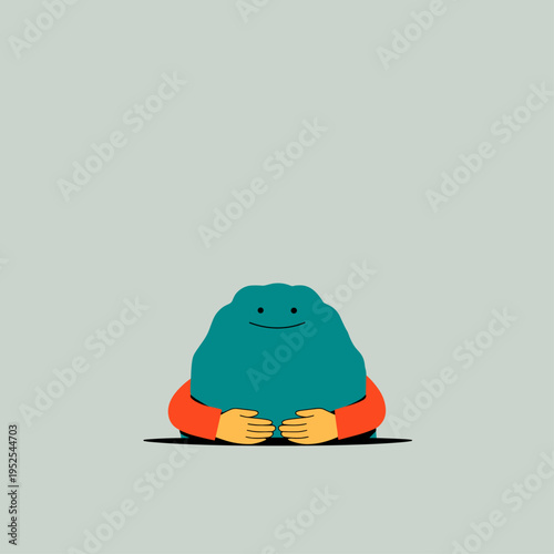 Gentle Hands Reshaping a Soft Colorful Mental Health Blob