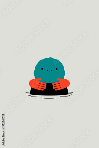 Gentle Hands Reshaping a Soft Colorful Mental Health Blob