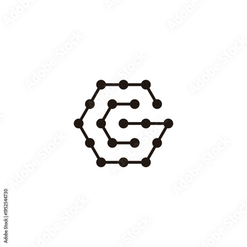 Letter C and G hexagon, molecules geometric symbol simple logo vector
