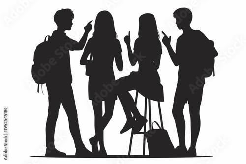 Business People Silhouette Group – Professional Team Meeting Vector Illustration