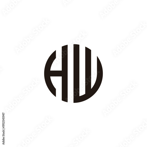 Letter HW circle, stripe geometric symbol simple logo vector