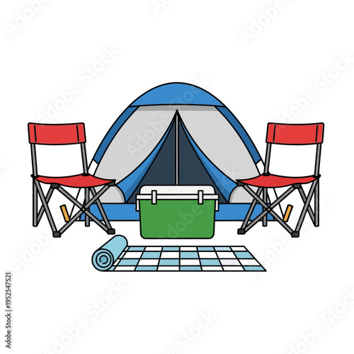 Camping Gear: Tent, Chairs, Cooler, and Mat