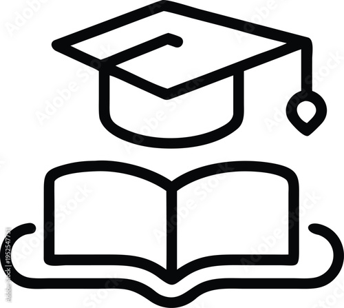 Graduation cap and open book