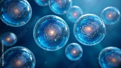 Biotech mergers acquisitions driving innovation with glowing blue microscopic cells floating scientific environment showing advanced cellular science