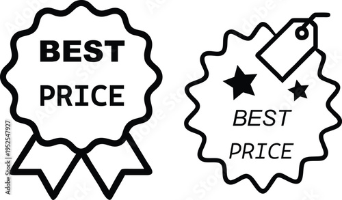 Price labels with ribbons and stars