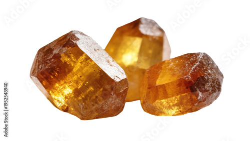 Billede på lærred Isolated raw amber crystals in a natural group, shimmering with warm golden hues