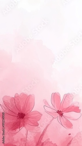 Elegant Pastel Watercolor Floral Background Featuring Daisies, Soft and Dreamy Botanical Design