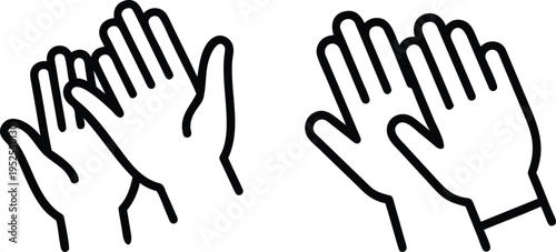 Black line of two sets of hands waving
