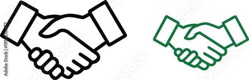 Handshake Agreement Icon Set – Business Partnership and Deal Symbol