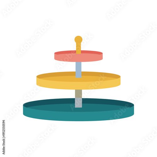 A three-tiered serving tray with a handle